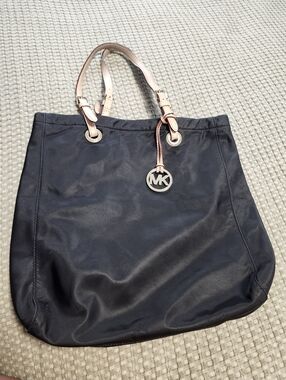 Michael Kors Black Tote with Pale Pink Handles